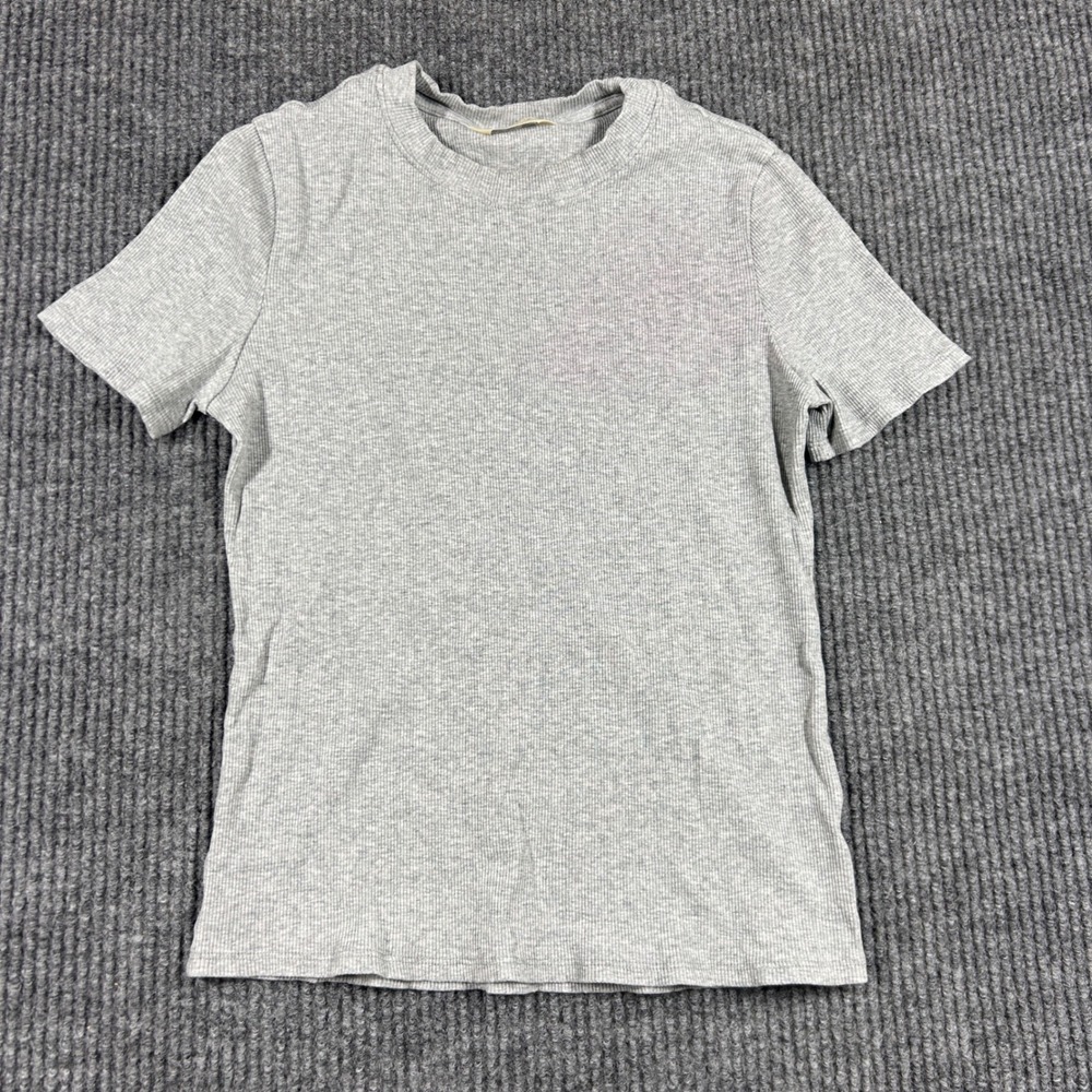 Gemma & Olivia Shirt Womens M Gray Ribbed Short Sleeve Crew Neck T-Shirt